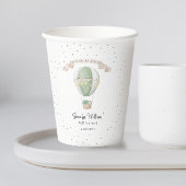 Baby shower met groene luchtballon papieren bekers
