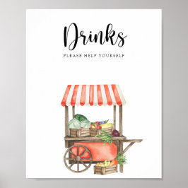 baby shower met groenten - Drankjes pak zelf Poster