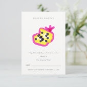 Baby shower met handgetekende passie voor luier- e informatiekaartje (Staand voorkant)