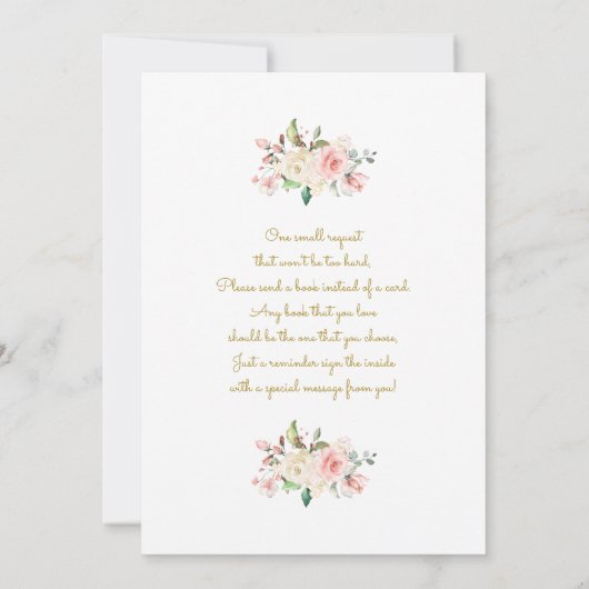 Baby shower met houtroze bloem per postmeisje kaart (Achterkant)