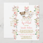 Baby shower met houtroze bloem per postmeisje kaart (Voorkant / Achterkant)