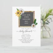 Baby shower met karton wilde bloemen kaart (Staand voorkant)