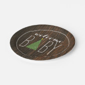 Baby shower met kerstbomen - Hout geïnspireerd Papieren Bordje (Gekanteld)