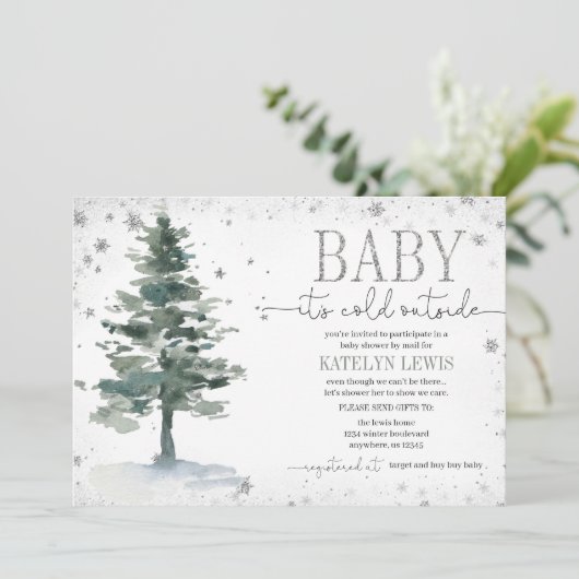 Baby shower met kerstbomen per post kaart (Staand voorkant)
