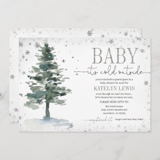 Baby shower met kerstbomen per post kaart (Voorkant / Achterkant)