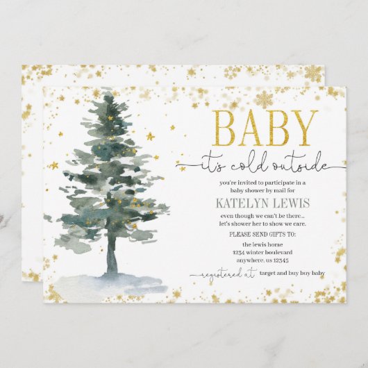 Baby shower met kerstbomen per post kaart (Voorkant / Achterkant)