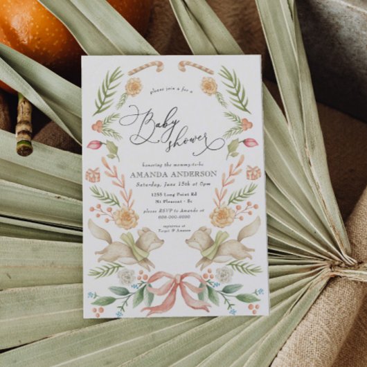 Baby shower met kerstboomdieren kaart