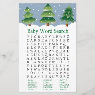 Baby shower met kerstboomkleuren Word Search Game