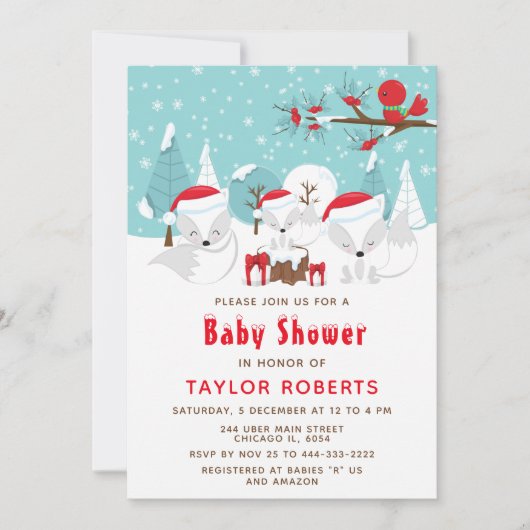 Baby shower met kerstbos kaart (Voorkant)