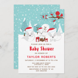 Baby shower met kerstbos kaart