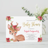 Baby shower met kerstherten kaart (Staand voorkant)