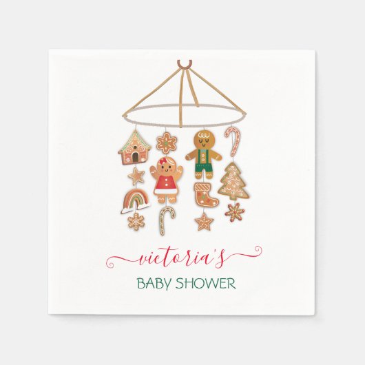 Baby shower met kerstkoekje Moblie Servet (Voorkant)