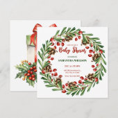 Baby shower met kerstkrans kaart (Voorkant / Achterkant)