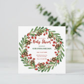 Baby shower met kerstkrans kaart (Staand voorkant)