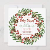 Baby shower met kerstkrans kaart (Voorkant)