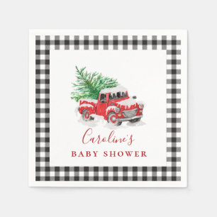 Baby shower met kerstmis Little Red Truck Napkins Servet