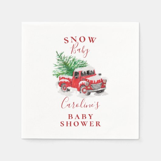 Baby shower met kerstmis Little Red Truck Napkins Servet (Voorkant)