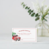 Baby shower met kerstrode vrachtwagen — luiertas visitekaartje (Staand voorkant)