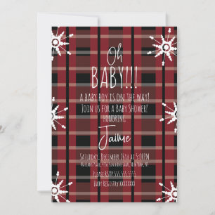 Baby shower met kersttang-snowflakes kaart