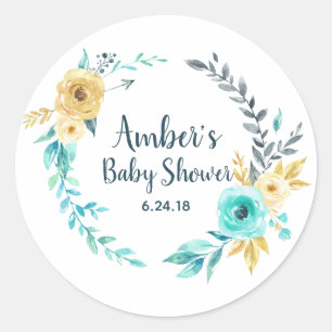 Baby shower met klein Man, drager voor oormerk Ronde Sticker