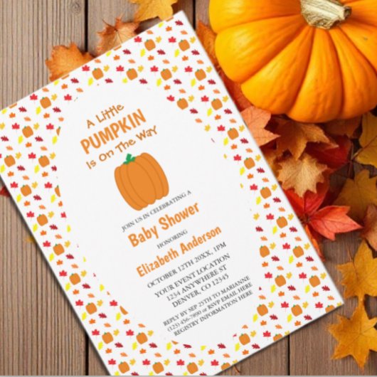 Baby shower met kleine pompoenherfst kaart