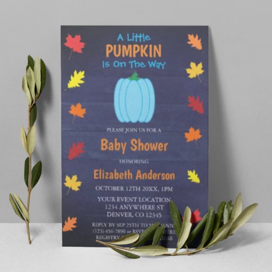 Baby shower met kleine pompoenherfst kaart