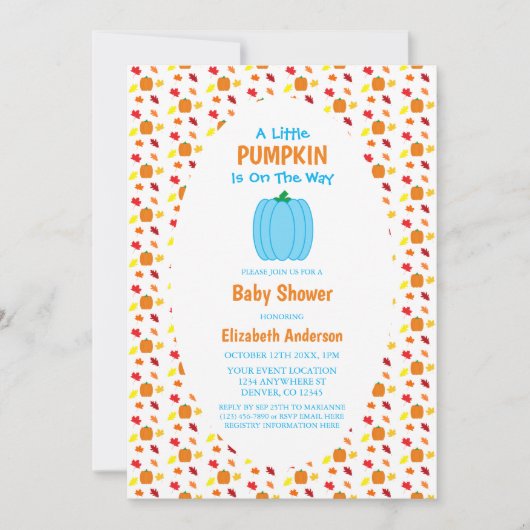 Baby shower met kleine pompoenherfst kaart (Voorkant)