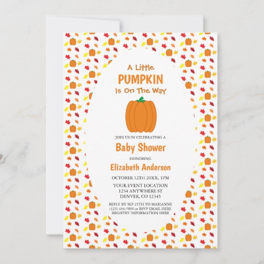 Baby shower met kleine pompoenherfst kaart (Voorkant)