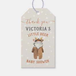 Baby shower met kleine rendierkerstwinter cadeaulabel