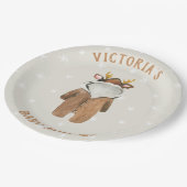 Baby shower met kleine rendierkerstwinter papieren bordje (Gekanteld)