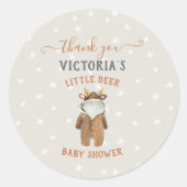 Baby shower met kleine rendierkerstwinter ronde sticker (Voorkant)