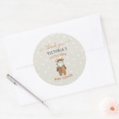 Baby shower met kleine rendierkerstwinter ronde sticker (Envelop)