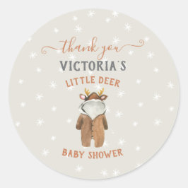 Baby shower met kleine rendierkerstwinter ronde sticker