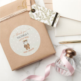 Baby shower met kleine rendierkerstwinter ronde sticker