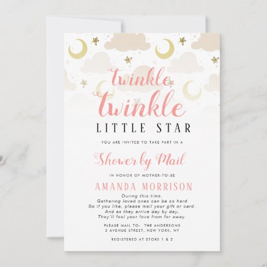 baby shower met kleine sterren op uitnodiging per  (Voorkant)