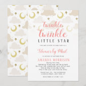 baby shower met kleine sterren op uitnodiging per  (Voorkant / Achterkant)