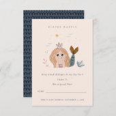 Baby shower met kleine zwarte zeemeermin informatiekaartje (Voorkant / Achterkant)