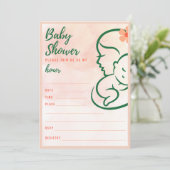 Baby shower met kleurafgekleurde mam en Baby invul Kaart (Staand voorkant)