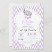 Baby shower met lavendel, wit en grijs kaart (Voorkant)