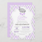 Baby shower met lavendel, wit en grijs kaart (Voorkant / Achterkant)