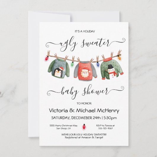 Baby shower met lelijke kerstkeuken kaart (Voorkant)