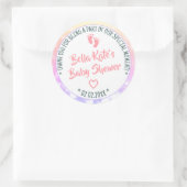 Baby shower met lichte roze ombre ronde sticker (Tas)