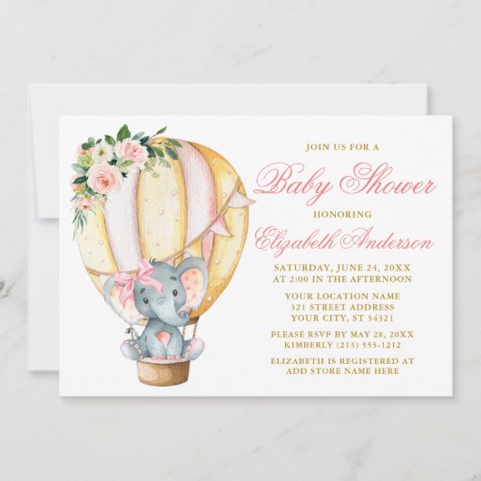 Baby shower met olifant Bow Kaart (Voorkant)