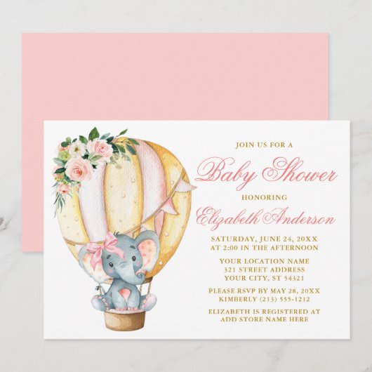 Baby shower met olifant Bow Kaart (Voorkant / Achterkant)
