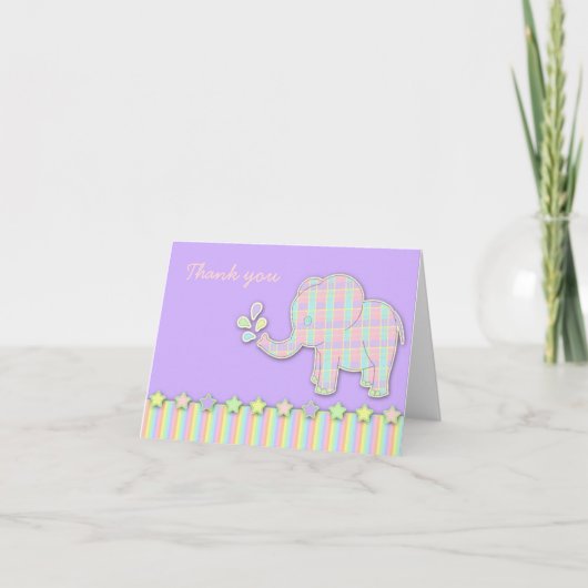  Baby shower met olifant Hartelijk dank Bedankkaart (Voorkant)