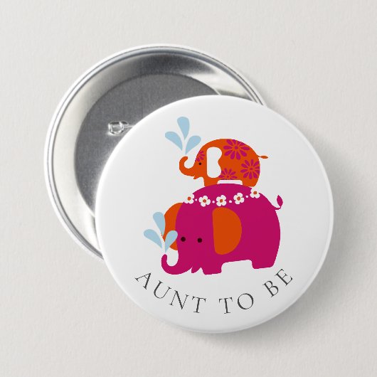 Baby shower met olifant ronde button 7,6 cm (Voorkant /achterkant)