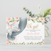 Baby shower met olifantenboomstam kaart (Staand voorkant)