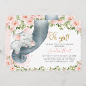 Baby shower met olifantenboomstam kaart (Voorkant / Achterkant)