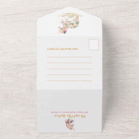 Baby shower met ongekend kindermeisje all in one uitnodiging (Buitenkant)