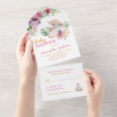 Baby shower met ongekend kindermeisje all in one uitnodiging (Afscheurbaar)